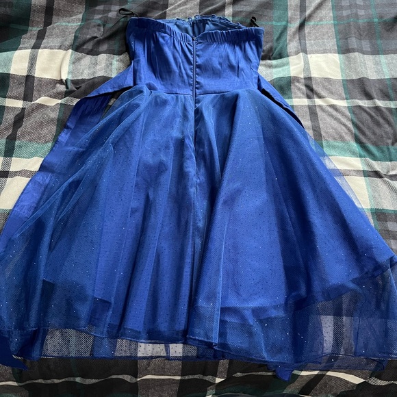 Classy Blue Floral Dress - Picture 2 of 2